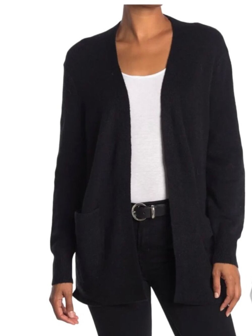 Madewell S/M Black Cozy Walker Midi Cardigan Sweater Alpaca Wool Bl Fuzzy*Read